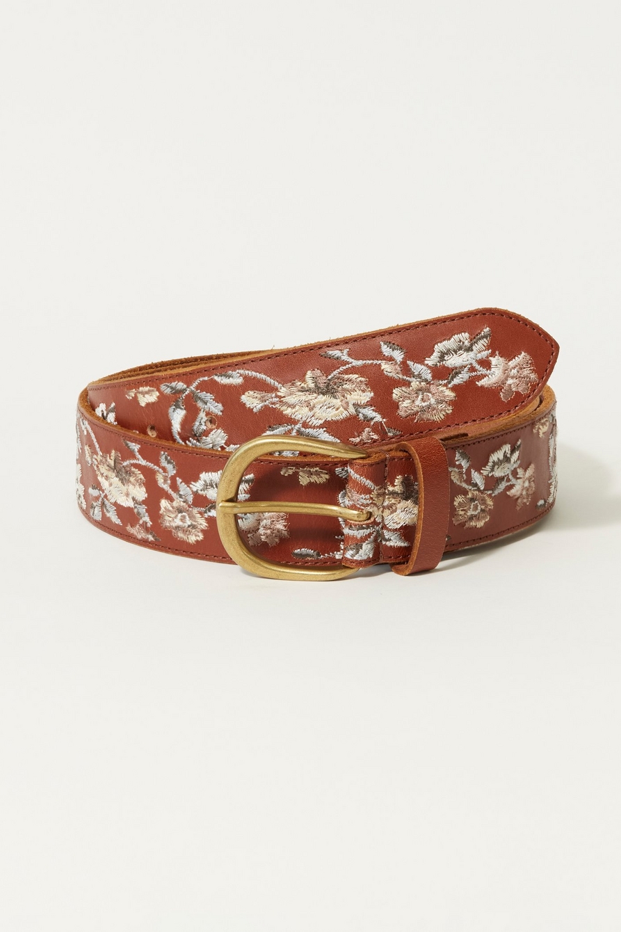 border cream floral emb belt